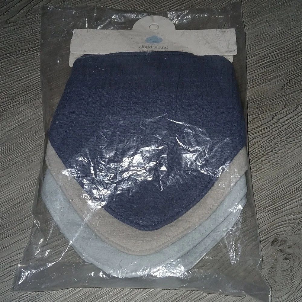Cloud Island Baby Muslin Bandana Bib - ( 2 sets of 3)6 bibs NWT